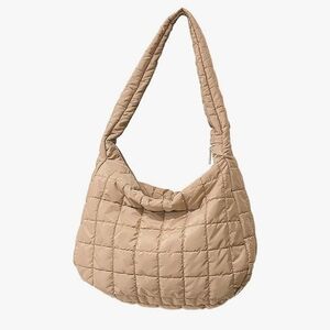 Stylish Tan Quilted Shoulder Bag